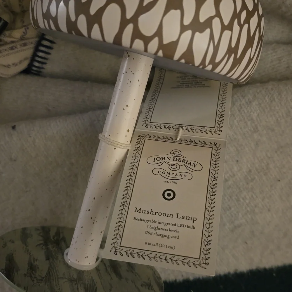 Mushroom Lamp John Derian Brown White Gnomecore Cordless Rechargable NWT - Picture 9 of 9